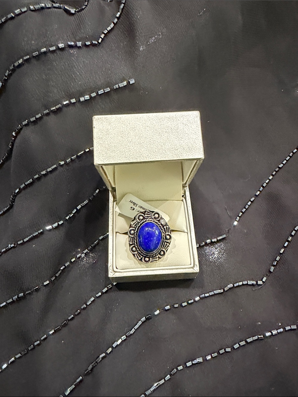 Lapis Silver Ring with Vivid Blue Stone